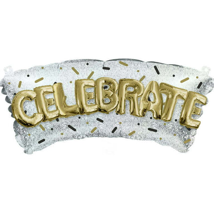 Way to Celebrate Gold and Silver 3D Celebrate Party Balloon, 28" x 12"
