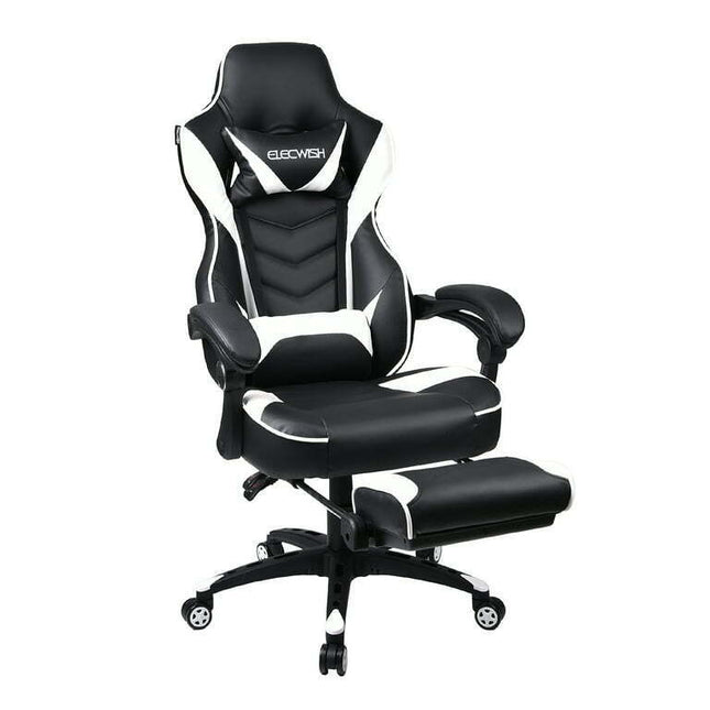 Elecwish Adjustable & Ergonomic Swivel Gaming Chair, White