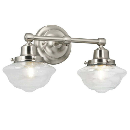 Design House Schoolhouse Wall Light in Satin Nickel, 2-Light