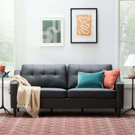 Mayview Tudy Upholstered Sofa, Black Faux Leather