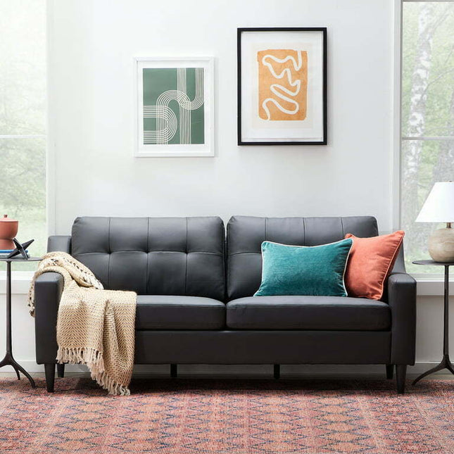 Mayview Tudy Upholstered Sofa, Black Faux Leather