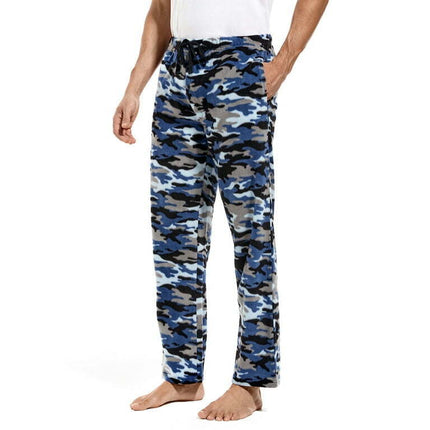 DG Hill Mens Sleep Pants, Fleece Pajama Bottoms with Pockets, Plaid or Camo