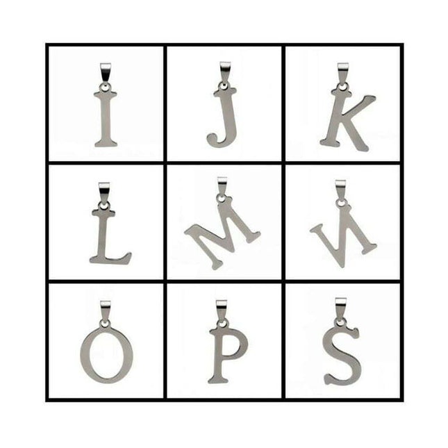 Initial Letter Pendant Necklace Stainless Steel Men Women Ginger Lyne Collection