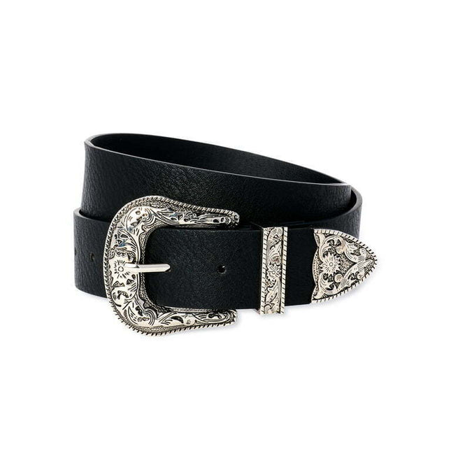 No Boundaries Women's Decorative Buckle Belt, Black