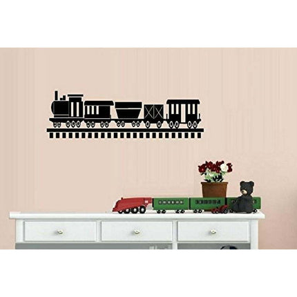 Decal ~ TRAIN #44 (add TRACKS option) Wall or Window Decal (BLACK TRAIN)