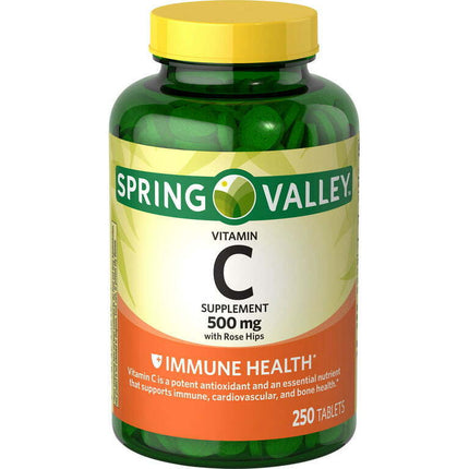 Spring Valley Vitamin C Supplement with Rose Hips, 500 mg, 250 Count