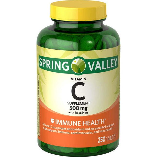 Spring Valley Vitamin C Supplement with Rose Hips, 500 mg, 250 Count
