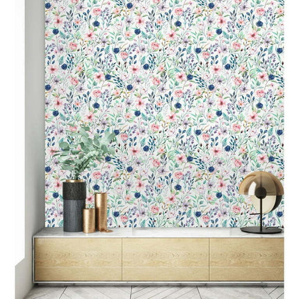 Pastel Field Flowers Peel and Stick Wallpaper 25"W x 125"H