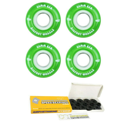 Bigfoot Skateboard Wheels 53mm 83A Soft Cruiser Filmer Green + Ceramic Bearings