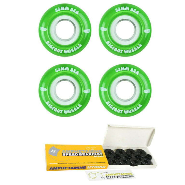 Bigfoot Skateboard Wheels 53mm 83A Soft Cruiser Filmer Green + Ceramic Bearings