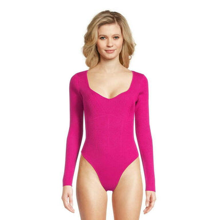 Wild Skye Women's Juniors Long Set-In Sleeve Sweetheart Neckline Bodysuit