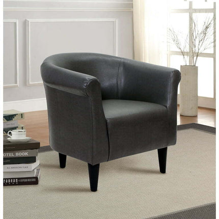 Mainstays Faux Leather Bucket Accent Chair, Carbon Gray