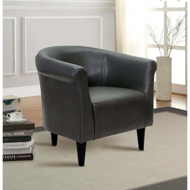 Mainstays Faux Leather Bucket Accent Chair, Carbon Gray