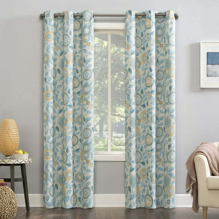 Mainstays Blackout Print Blackout Grommet Curtain Panel, 40x95", Aqua Print