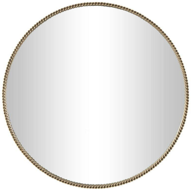 DecMode 34" x 34" Gold Wall Mirror with Linked Chain Frame