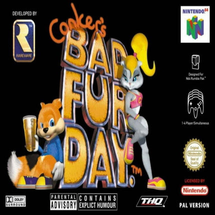 N64 Game Cartridges Conker's Bad Fur Day US Version, Game Card for N64