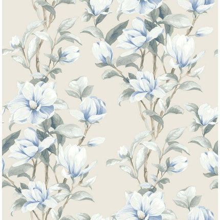 NextWall Linen & French Blue Magnolia Trail Peel and Stick Wallpaper