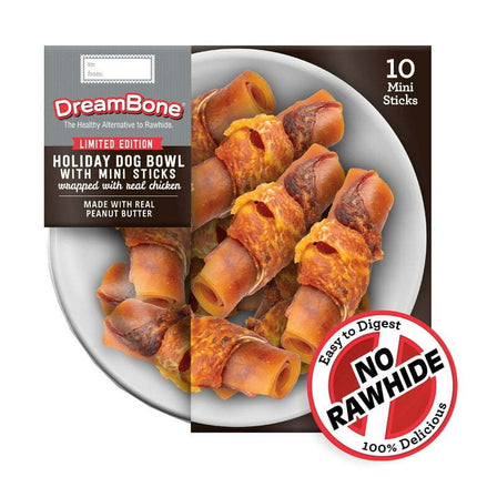DREAMBONE 10 COUNT PEANUT BUTTER MINI STICK HOLIDAY CONTAINER