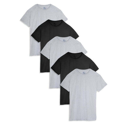 Fruit of the Loom Men's Black and Gray Crew Undershirts, 5 Pack, Sizes S-XL
