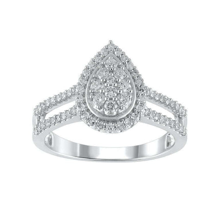 1/2 CTW Pear Composite Lab Grown Diamond Engagement Ring in Sterling Silver