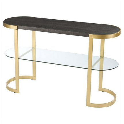 Bowery Hill Contemporary Wood-Metal Console Table in Black-Gold