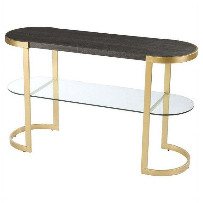 Bowery Hill Contemporary Wood-Metal Console Table in Black-Gold