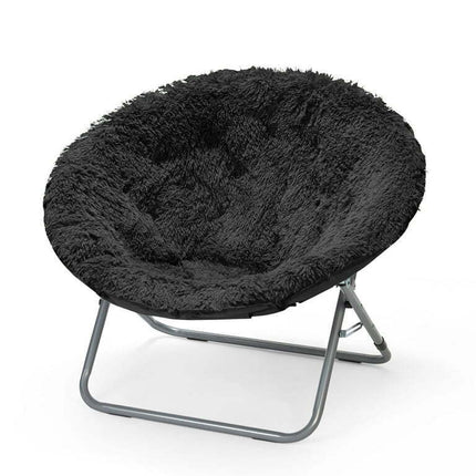 Urban Shop Mongolian Faux Fur Oversized Moon Chair, Black