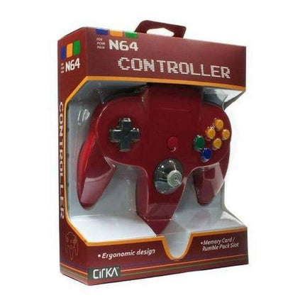 New N64 Classic Analog Controller Pad for Nintendo 64 W Long Handles Red
