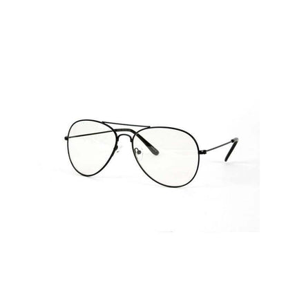 Gravity Shades Clear Lens Aviator Sunglasses, Black