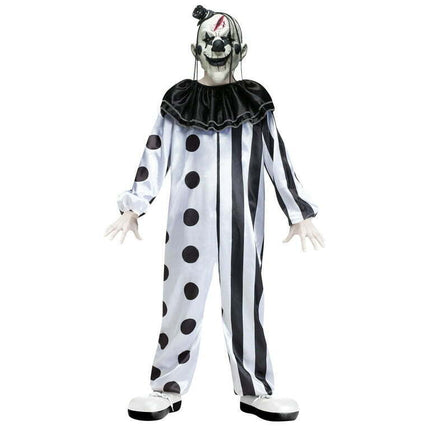 Fun World Killer Clown Black Halloween Scary Costume, Big Boys Male Child