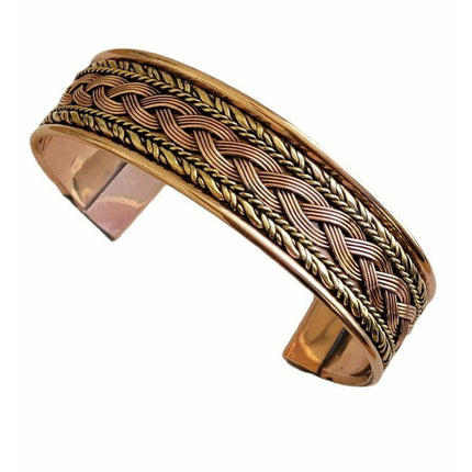 Solid Copper Two Tone Cuffed Bracelet Pure Copper Arthritis Pain Therapy Cuff