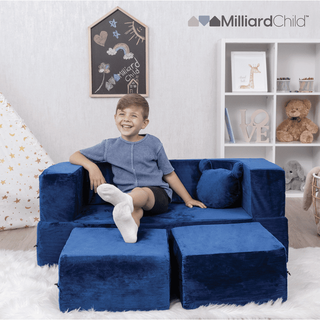 Milliard Kids Couch - Modular Kids Sofa for Toddler and Baby (Navy Blue)