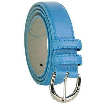 Eurofashion Women's Basic Genuine Bonded Leather Dressy Belt, Aqua, Medium