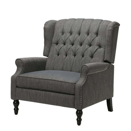Noble House Khalid Oversized Fabric Push Back Recliner, Gray