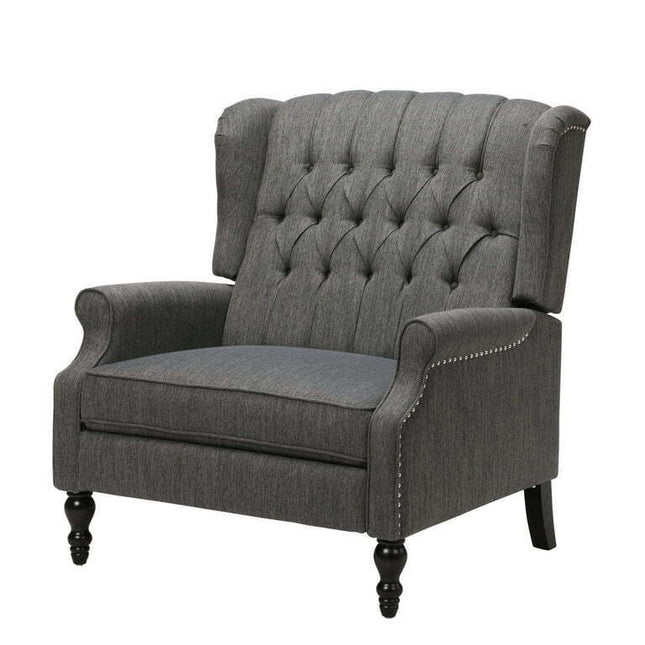 Noble House Khalid Oversized Fabric Push Back Recliner, Gray