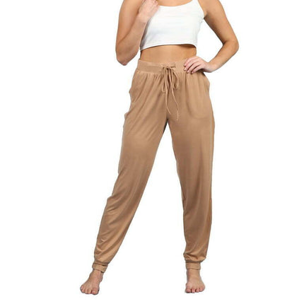 Doublju Women's Elastic Waist Fashion Jogger Pants (Plus Size Available)