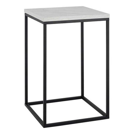 Pemberly Row 16" Modern Metal Open Box Side Table in White/Black