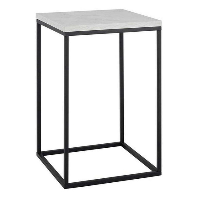 Pemberly Row 16" Modern Metal Open Box Side Table in White/Black
