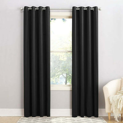 Sun Zero Madison Room-Darkening Grommet Curtain Panel, 54"x108", Black