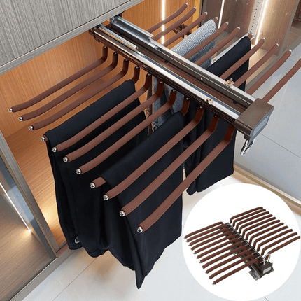 Nisorpa  22 Arms Pull-Out Pants Rack, Closet Pull Out Pants Organizer, Brown