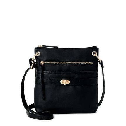 Time and Tru Women's Norah Crossbody Shoulder Bag, Black