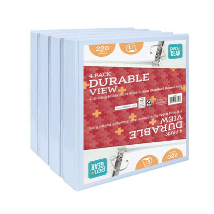 Pen + Gear Durable View 3-Ring Binder with 1-inch Rings 4-Pack (White)