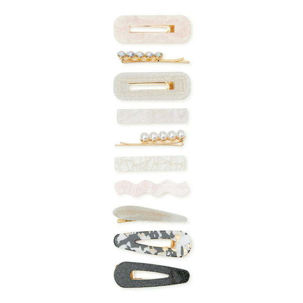 Time and Tru Women's 10 Pack Hair Clip Grey Blush
