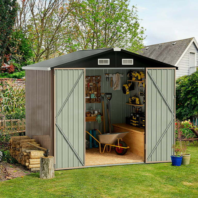 Aoxun 6 x 4 ft. Outdoor Metal Storage Shed with Lock for Backyard, Garden