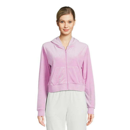 Avia Women’s Velour Long Sleeve Cropped Athleisure Full Zip Hoodie, Sizes XS-3XL