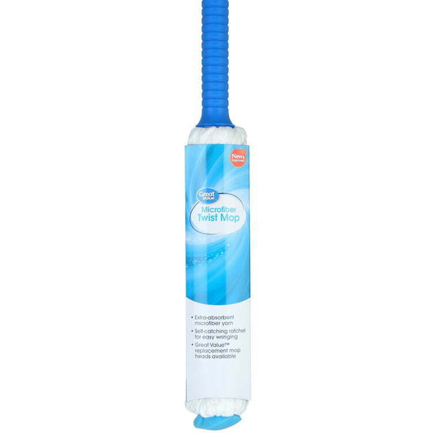 Great Value Self-Wringing Ratchet Microfiber Twist Mop With Removable Head