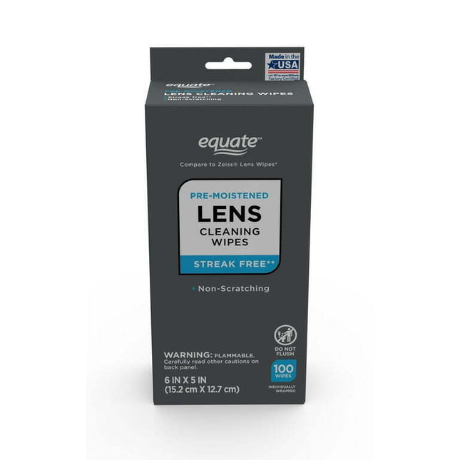 Equate Pre-Moistened Lens Cleaning Wipes, 100 Count