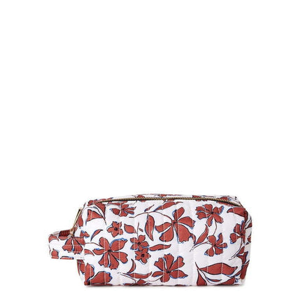 Time and Tru Women's Quilted Pouch with Handle Rust floral