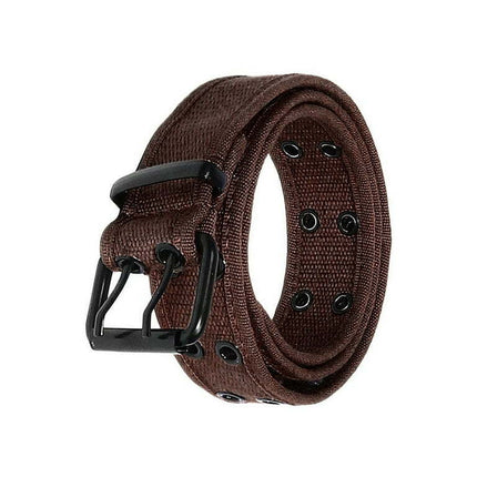 Gelante Canvas Double Grommet Hole Belt - Coffe, L
