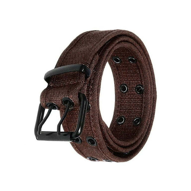 Gelante Canvas Double Grommet Hole Belt - Coffe, L